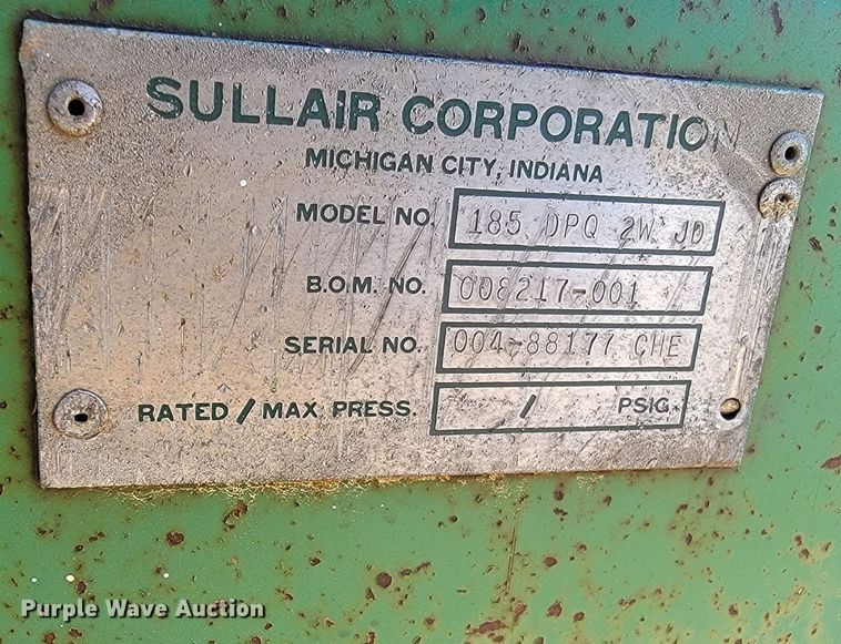 image for item ML9312 Sullair 185 DPQ 2W JD  air compressor