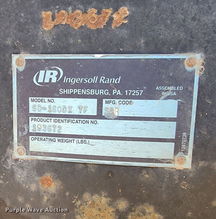 image for item ML9329 2007 Ingersoll Rand SD-160DX TF  single drum vibratory roller