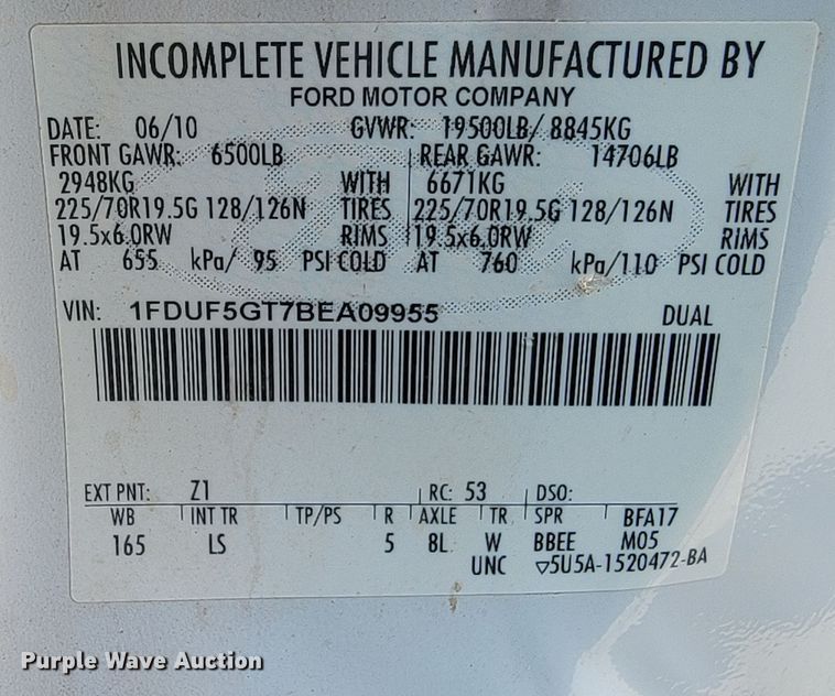 image for item ML9336 2011 Ford F550 Super Duty XL  dump truck