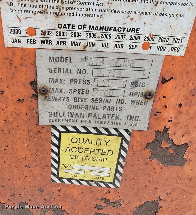 image for item ML9376 Sullivan Palatek D185Q  air compressor