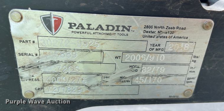 image for item MM9511 2018 Paladin BC72GS  skid steer rotary mower