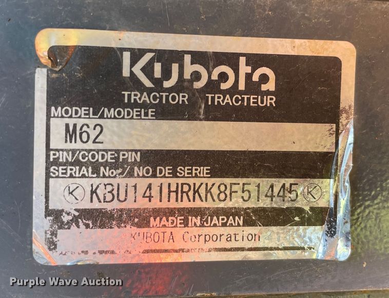 image for item MM9513 Kubota M62  backhoe