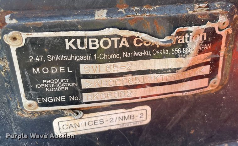 image for item MM9517 2019 Kubota SVL65-2  tracked skid steer loader