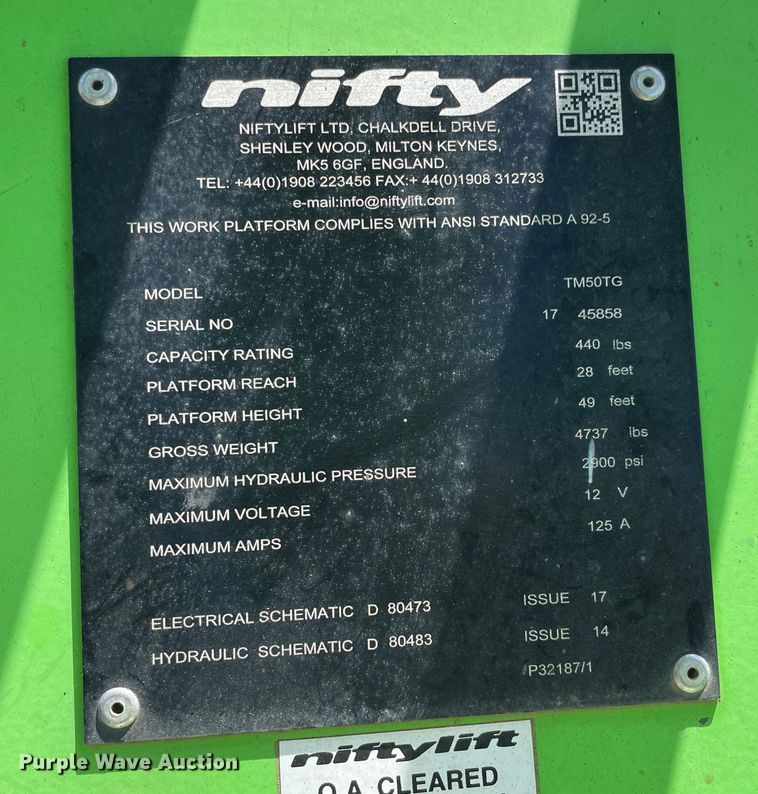 image for item MM9522 Niftylift TM50TG  boom lift