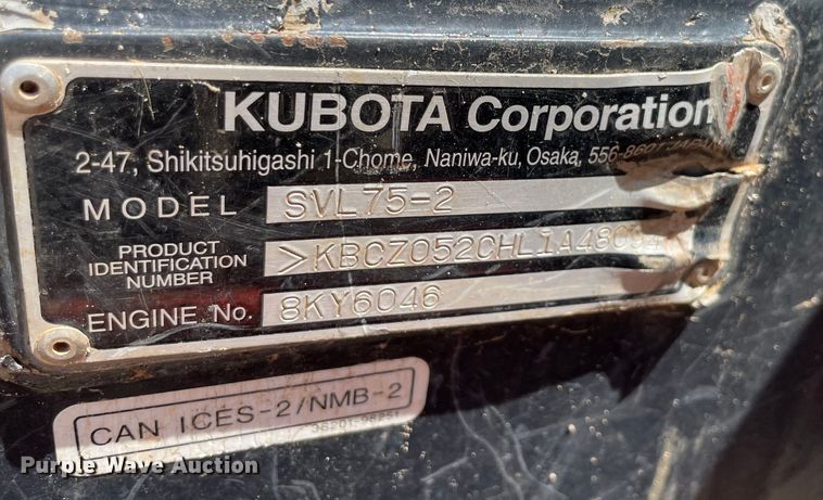 image for item MM9526 2020 Kubota SVL75-2  tracked skid steer loader