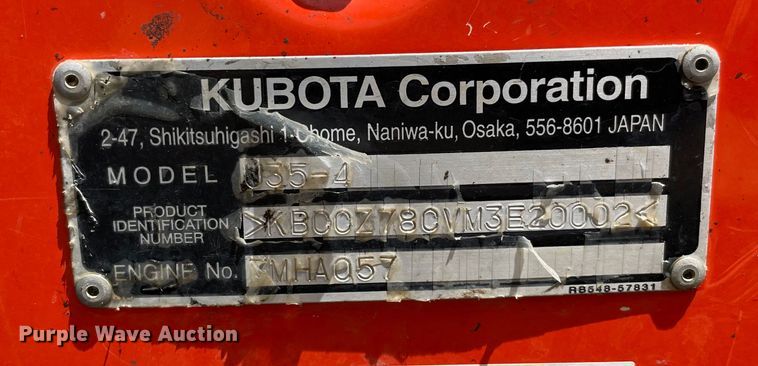 image for item MM9528 2021 Kubota U35-4  mini excavator