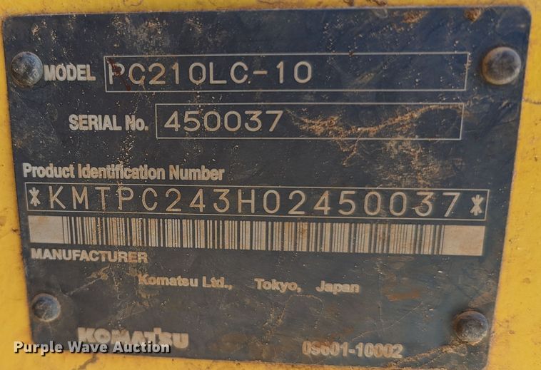 image for item MN9997 2012 Komatsu PC210LC-10  excavator