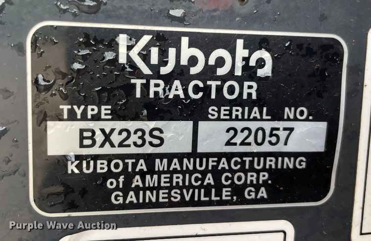 image for item MR9035 2018 Kubota BX23S  MFWD tractor