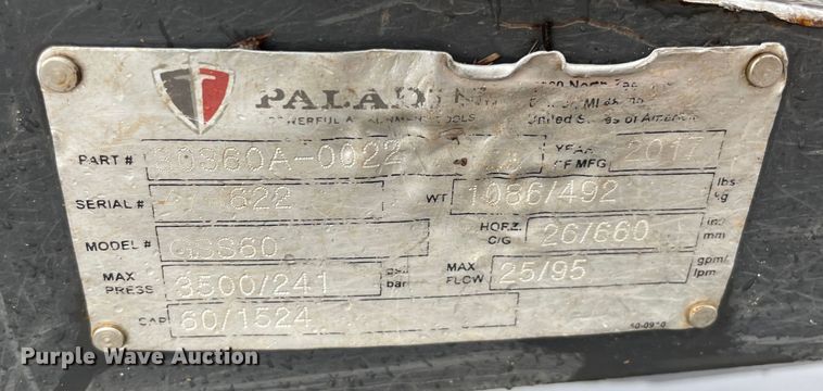 image for item MR9037 2017 Paladin  skid steer rotary mower