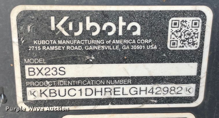 image for item MR9040 2020 Kubota BX23S  MFWD tractor