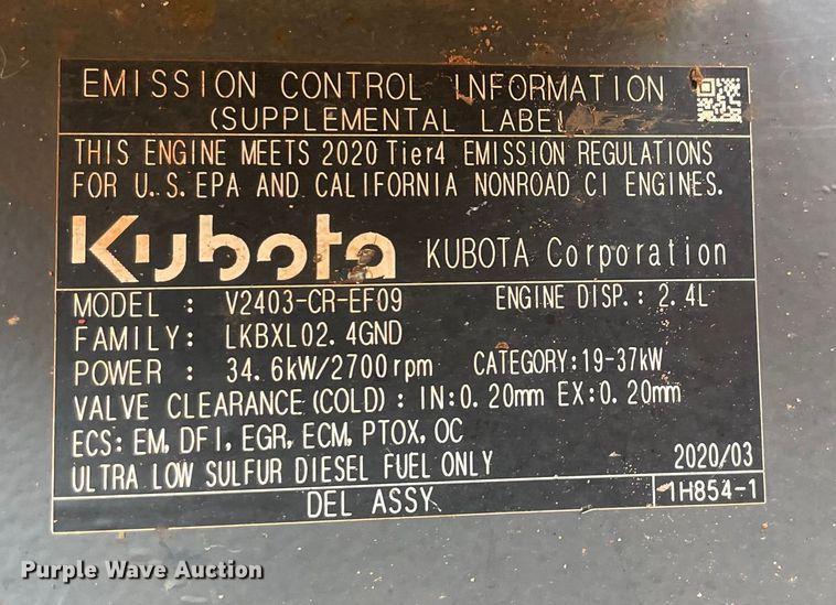 image for item MR9042 2020 Kubota L47  backhoe