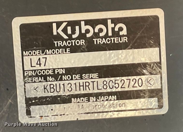 image for item MR9042 2020 Kubota L47  backhoe