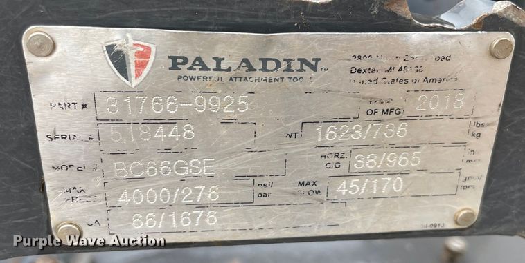 image for item MR9043 2018 Paladin BC66GSE  skid steer rotary mower