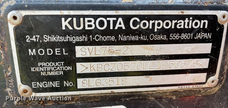 image for item MR9045 2020 Kubota SVL75-2  tracked skid steer loader