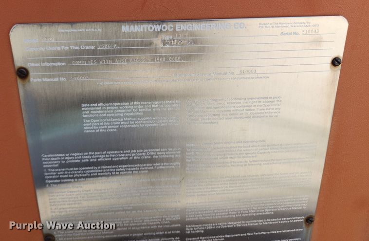 image for item MW9755 1992 Manitowoc M50W  crane