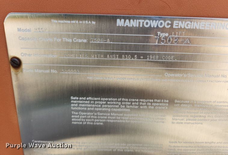 image for item MW9755 1992 Manitowoc M50W  crane