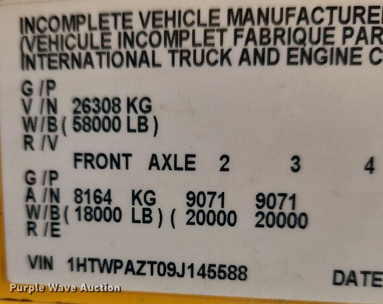 image for item MW9786 2009 International WorkStar 7500  dump truck