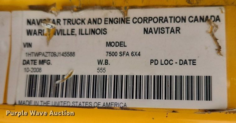 image for item MW9786 2009 International WorkStar 7500  dump truck