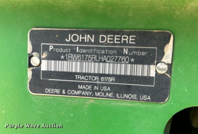 image for item DO5011 2017 John Deere 6175R  MFWD tractor