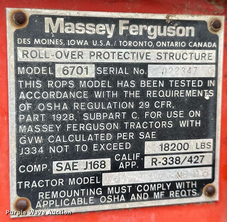 image for item KL9112 Massey Ferguson 1135  tractor