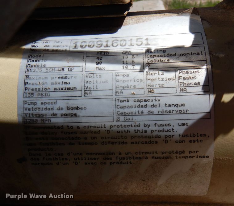 image for item LP9572 Inersoll Rand SS3J5 5GH-WB GP  air compressor