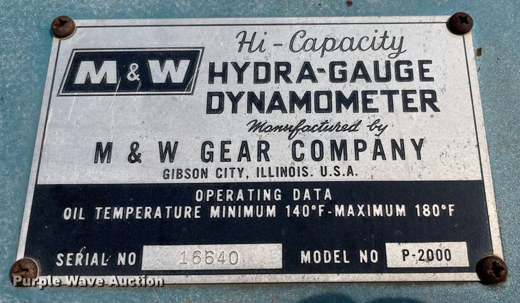 image for item LY9687 1970 M&W P-2000  Hydra-Gauge Dynameter PTO generator