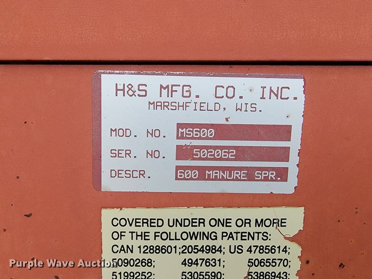 image for item ML9368 H&S MS600  manure spreader