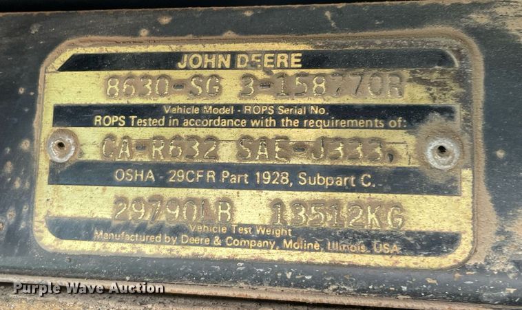 image for item MS9770 1978 John Deere 8630  4WD tractor