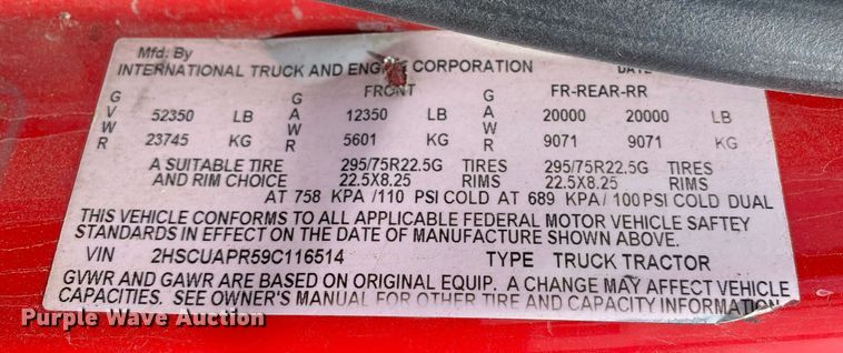 image for item DL7199 2009 International ProStar  semi truck