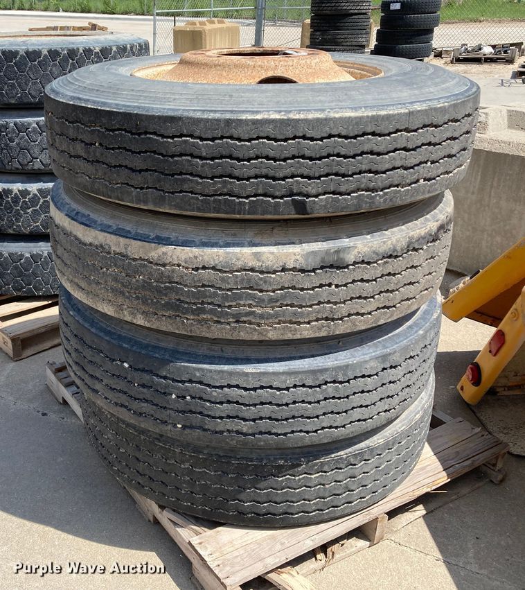 image for item HN9898 (4) Dayton 11R24.5 tires and wheels