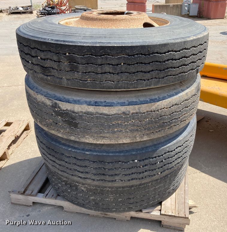 image for item HN9898 (4) Dayton 11R24.5 tires and wheels