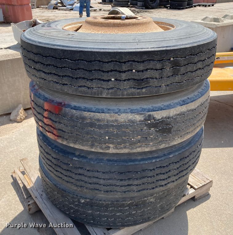 image for item HN9898 (4) Dayton 11R24.5 tires and wheels