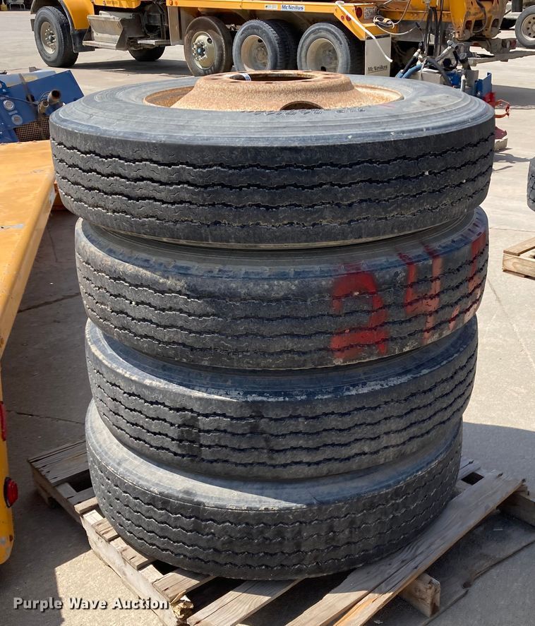 image for item HN9898 (4) Dayton 11R24.5 tires and wheels