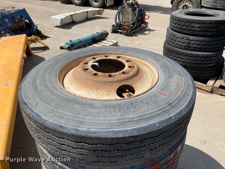 image for item HN9898 (4) Dayton 11R24.5 tires and wheels