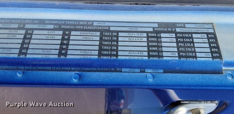 image for item KU9967 2005 Mack CV513  ready mix truck