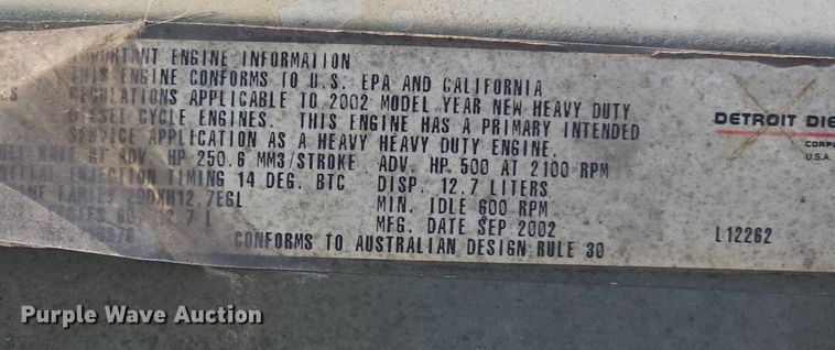 image for item LW9613 2003 Freightliner Century Class ST  semi truck