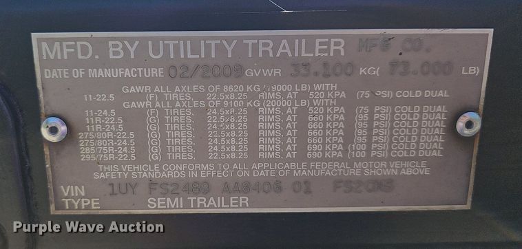 image for item LW9619 2010 Utility Trailers  flatbed trailer