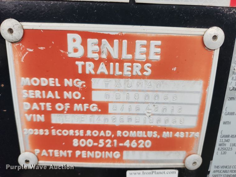 image for item MW9566 2013 Benlee TABM40  container trailer