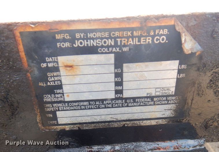 image for item AF9723 2014 Horse Creek Manufacturing  equipment trailer