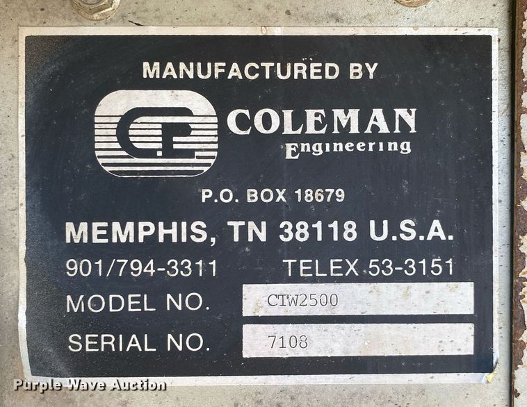 image for item DI7791 Coleman Engineering CTW2500  generator