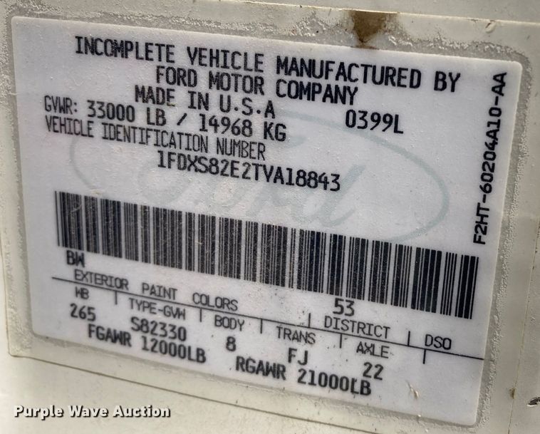 image for item DJ6163 1996 Ford LS8000  truck cab and chassis