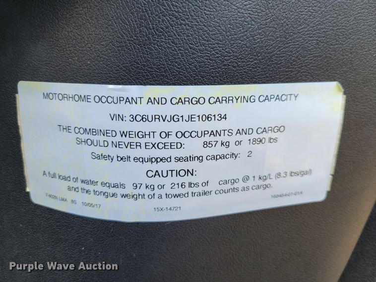 image for item DK1917 2018 Winnebago Travato  RV