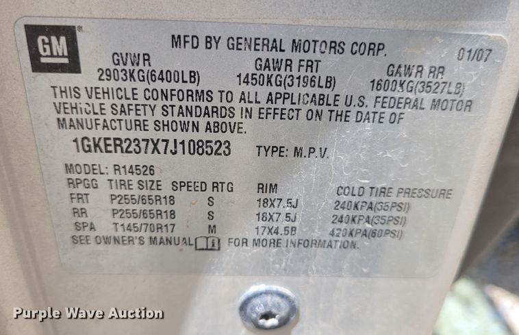 image for item DK1918 2007 GMC Acadia SLT  SUV