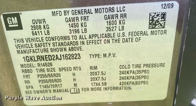 image for item DL7231 2010 GMC Acadia  SUV