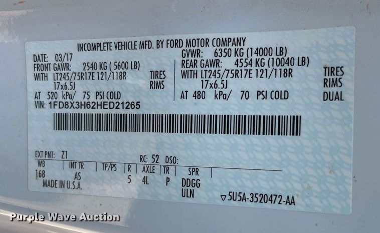 image for item DM0261 2017 Ford F350 Super Duty  SuperCab utility bed pickup truck