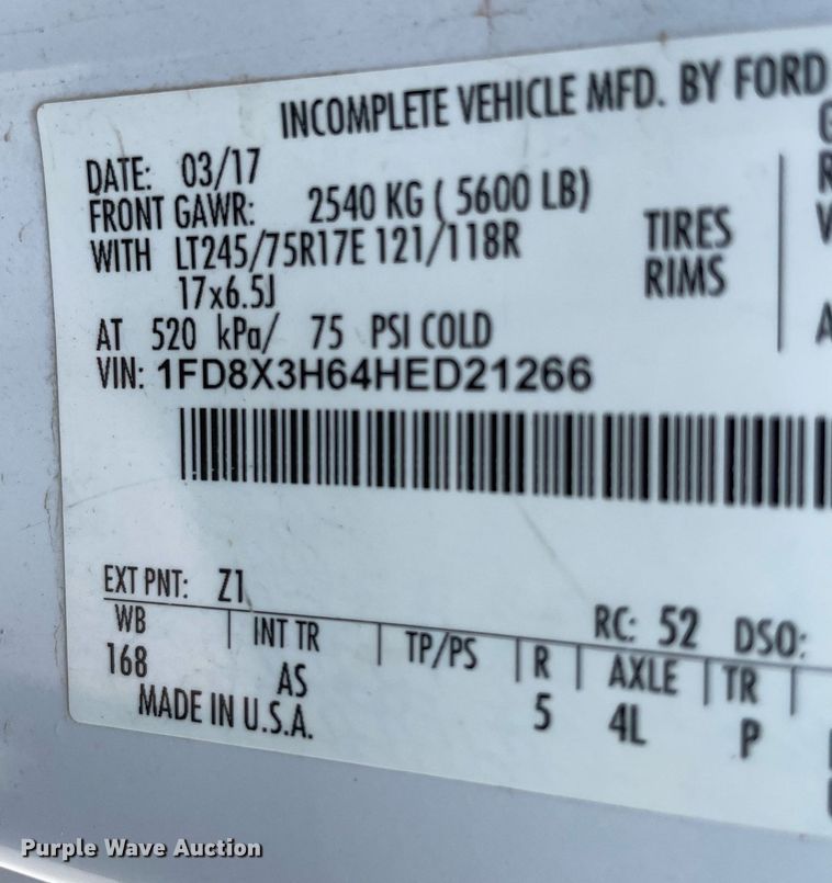 image for item DM0262 2017  Ford F350 Super Duty  SuperCab utility bed pickup truck