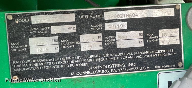 image for item DM0269 JLG 1930ES  scissor lift