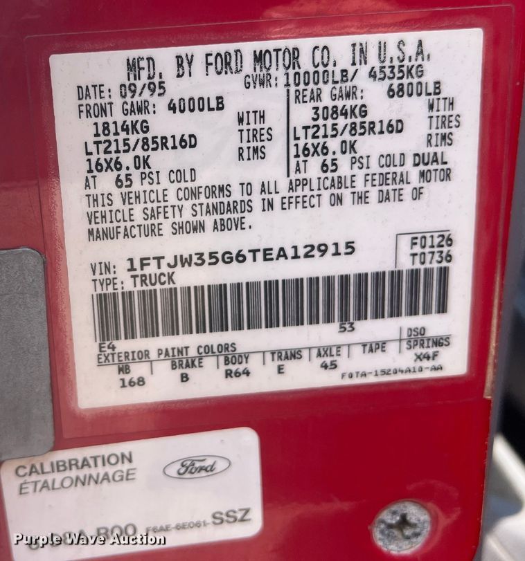 image for item DN3023 1996 Ford F350  Crew Cab rescue vehicle