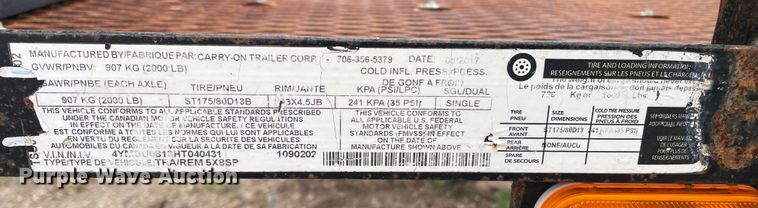 image for item DN4654 Carry-On REM5X8SP  utility trailer