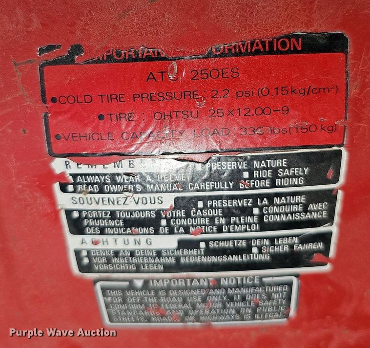 image for item DO2673 1985 Honda ATC 250ES  ATV